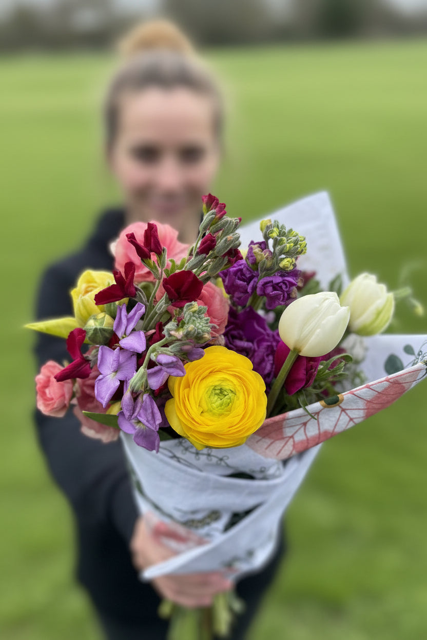 Tea Towel Wrapped Bouquet