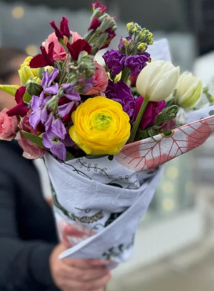 Tea Towel Wrapped Bouquet